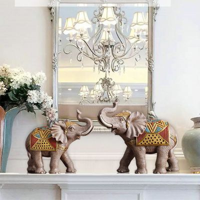 American Resin Elephant Table Decoration Female And Male with Baby Elephant Craft Ornaments For Home Furnishing Decor