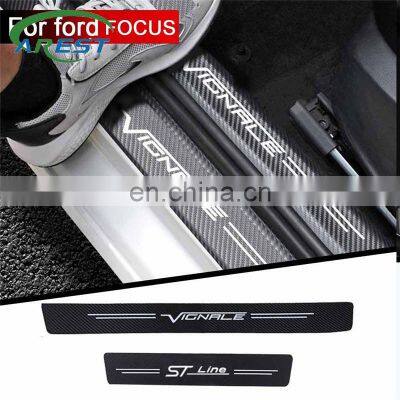 4pcs car Sticker door carbon leather Fiber Sill Plate For ford focus 2 3 MK1 MK2 MK3 MK4 VIGNALE ST-Line accessories car styling