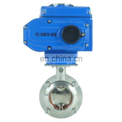 DKV 220v DC volt DN50 51mm sanitary welded electric butterfly valve for water