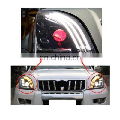 New Headlight with Demon Eye Red Eye Modified Car Headlight for Land Cruiser Prado FJ120 03-09