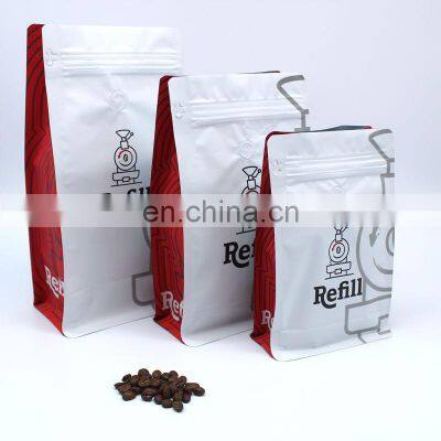 Custom Logo Printed 250g 500g 1kg Flat Bottom Block Bottom Coffee Beans Packaging Bag With Valve