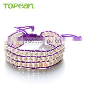 Topearl Jewelry Freshwater Pearl Bracelet Woven Wrap Bracelet latest design Bangle CLL173