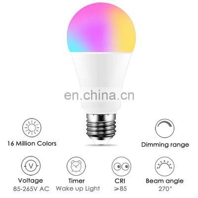 RGB Lamp RGB+White WiFi Smart Light Bulb E27 B22 LED Lamp 10W Compatible Smart Light Bulbs