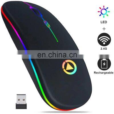 Mini Rechargeable Lithium Battery Colorful 2.4Ghz Wireless Mouse Silent Mute LED Lights Laptop Optical Gaming Wireless Mouse