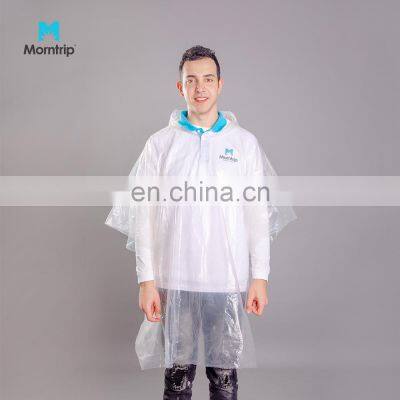 Morntrip Custom Color Waterproof Durable Plastic Colorful White Bule Yellow Adult Kids Disposable Rain Poncho Raincoat