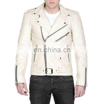 Sialwings White Leather Jacket For Men White Motorcycle Jacket