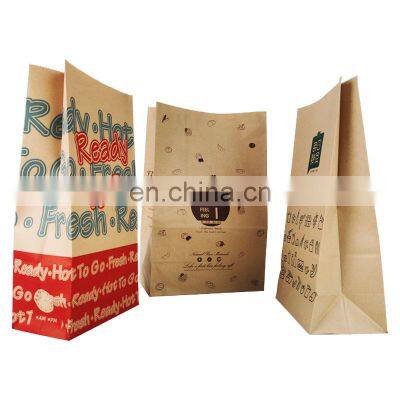 Custom disposable takeaway food packaging hamburger kraft paper bags and gift paper bags with your own logo