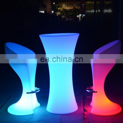 KTV table and chair set /Led PE Light Up Chair for Restaurant Discotheque Pub Used Glowing Bar Table