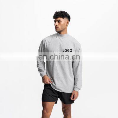 Newest Hot Sale Custom Men's Sportswear Gym Shirt Long Sleeve Workout Active Wear High Neck Pullover Sweatshirt