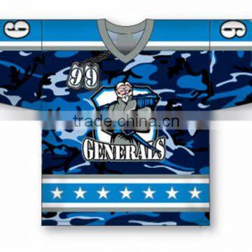 Blue design team hockey jersey