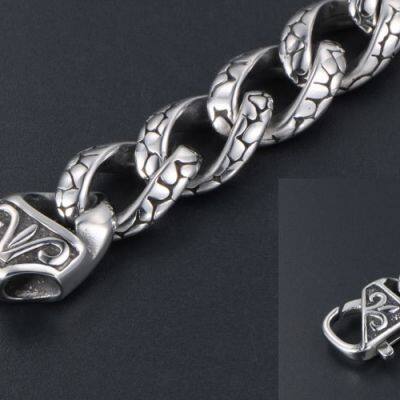 Stainless Steel Leopard Print Bracelet for Men,Titanium Steel Cast Bracelet, Retro Hiphop Jewelry Gift to Husband Father Dad photo-5