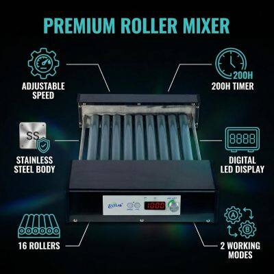 GLTLab Digital 9 Rollers Rolling and Rocking Tube Roller Mixer