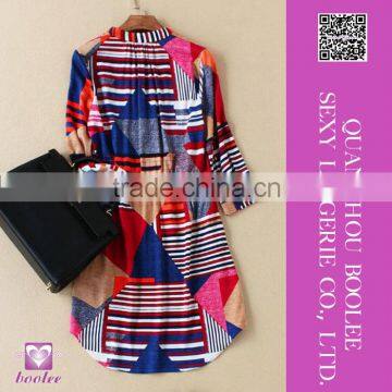 New 2016 Spring Stylish Women Geometry V-Neck Blouse