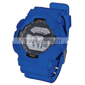 LP1331 Blue PU Multifunction Digital LCD Display Printing Graphic Pattarn Set Digital Wrist G Watch photo-2