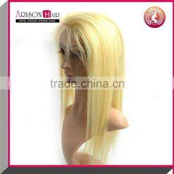 Cheap 100% brazilian virgin human hair wigs,long blonde lace front wig for sale