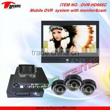 4CH DVR-HD666C mobile dvr with 7" LCD monitor, CCD camera for various vehicles