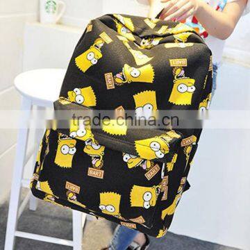 Cartoon School Shoulder Bag Simpson Printting Backpacks Canvas for Girls/Boys photo-4