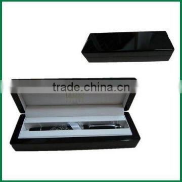 Luxury Wooden Pen Box, Custom Black Lacquer MDF Pen Packaging Box With Logo Printing For 1 or 2 Pen