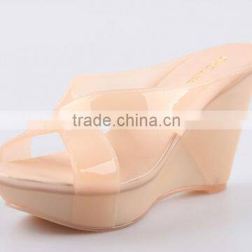 2016 Manufacturers Newest Design Crystal Straps Jelly Sandals Wedge Shoes FW16 Pvc Ladies Shoes photo-3