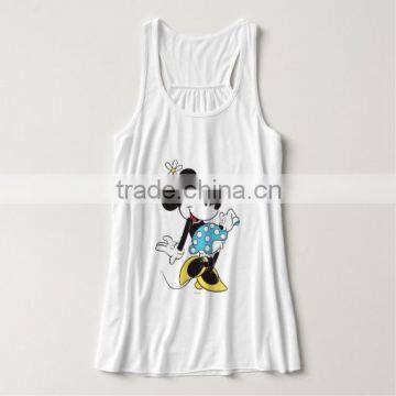 Hotsale White Cartoon Printing 100 Cotton Tank Top for Women photo-3