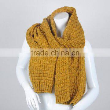 Custom Jacquard Acrylic Yellow Women and Men Knitting Scarf photo-2