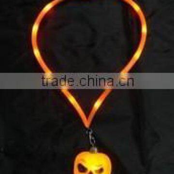 LED Flashing Pumpkin Necklace with Plastic Lanyard led necklace