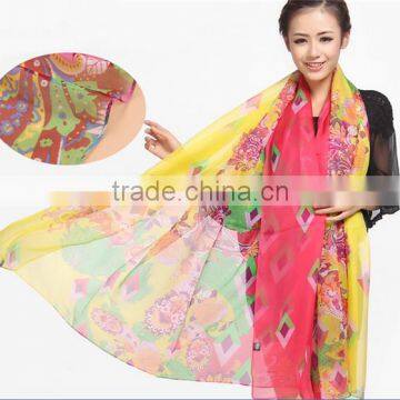 promotional latest design colorful silk chiffon scarf