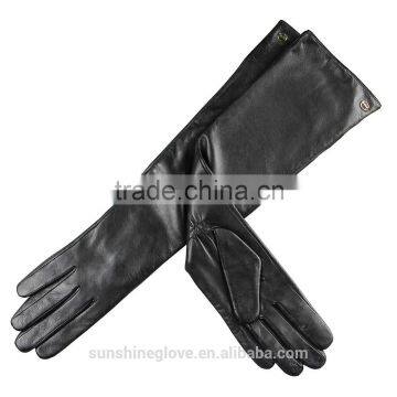 ladies fashion long lambskin leather opera length hand gloves