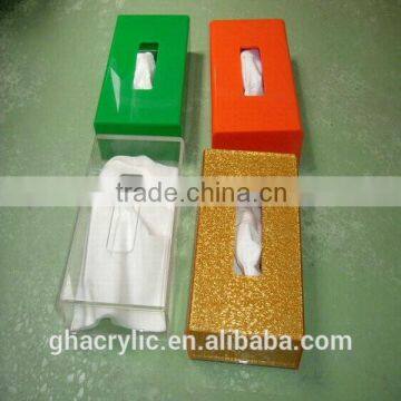 GH-RZ571 Acrylic Color Tissue Box Gold Cover Plexiglass Tissue Holder for Sale ,customized Acrylic Tissue Box Cover photo-2