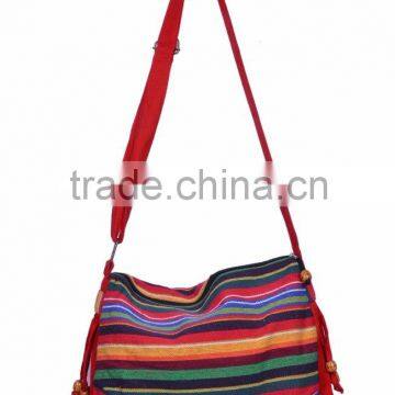 Cotton Canvas Fabric Patch Bag With Bead photo-2