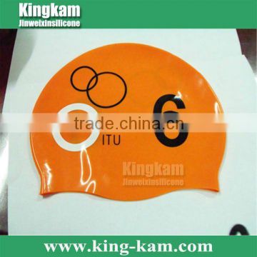 Silicone bathing cap printed with lucky number