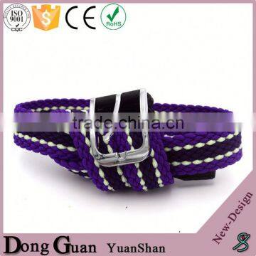 2016 Hot Sale Colorful Stripe Ribbon Canvas Belt Woven Braided Belts Black Soft Leather photo-2