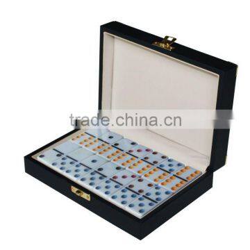 Domino set game in leather box