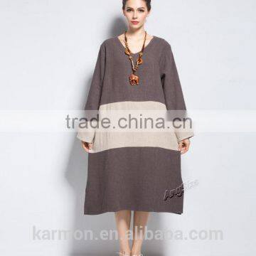 Linen Dress Plus Size Dress Spring Autumn Winter Dress photo-5