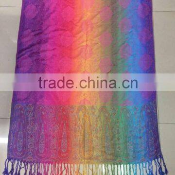 2016 Fashion New Rainbow color Soft high quality Jaquard design viscose Hijab Tudung Muslim scarf