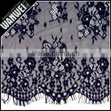 Lace Guipure Plum Eyelash Design Black 3M Wideth 100% Nylon Black Embroidery Guipure Lace Fabric Trim Skirts Design 5915 photo-3