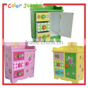 Kids mini wood storage box with 3 drawers,toy wood Storage drawers cabinet girls room decoration