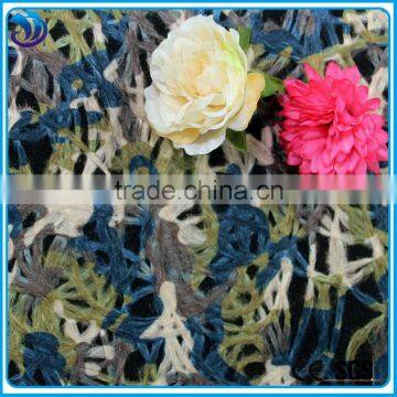 polyester wool multi color women embroidery fabric for gament