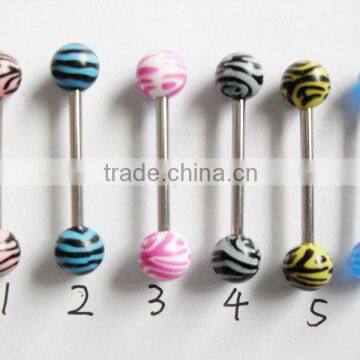 UV Acrylic Zebra Print Tongue Ring