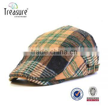 custom brand new design spring hot selling cotton lattice casual berret hat fashion hat