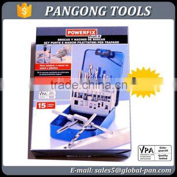 Free sample OEM accepted hand tools 15pc tap drill set