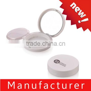 Wholesale pearl white round compact powder packaging with mirror