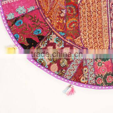 Purple Meditation Cushion Throw Pillow Indian Flloor Cushions Throw Pillow Indian Round Meditation Cushion Sari Round Cushions photo-2
