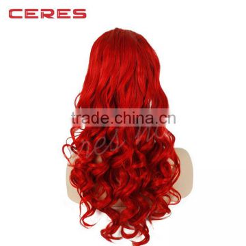 Sexy Girl Customed 100% Human Hair 20inch Wavy Red Lace Wig, Charming Lace Front Wig With Factory Price