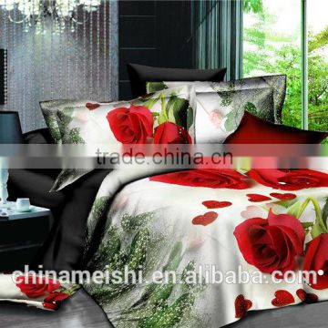 Microfibre 3d red rose flower duvet cover set