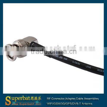 BNC female bulkhead to BNC male right angle Cable Assembly RG58 30cm