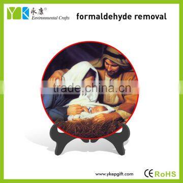 Hot sale elegant painted round plate craft religious figurines