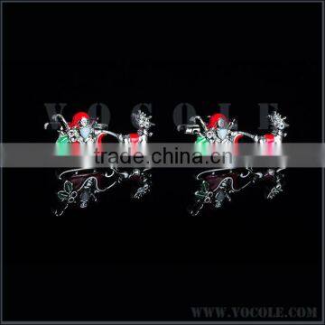 Santa Claus in Sleigh Christmas Motif Fancy Cufflink