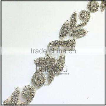 Crystal Rhinestone Applique Trim for Wedding Bridal Dress