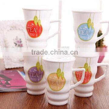 Creative Hot-selling Customized Slim Waist Ceramic Tea Mug With Lid and Spoon photo-4